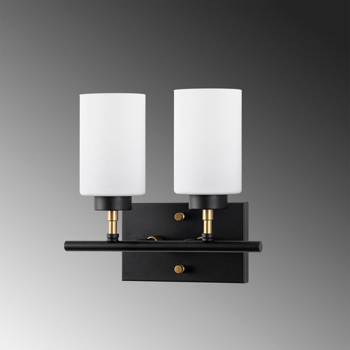 Opviq Lámpara de Pared de Metal y Cristal Negro, Dorado y Blanco Opviq Lámpara de Pared de Metal y Cristal Negro, Dorado y Blanco